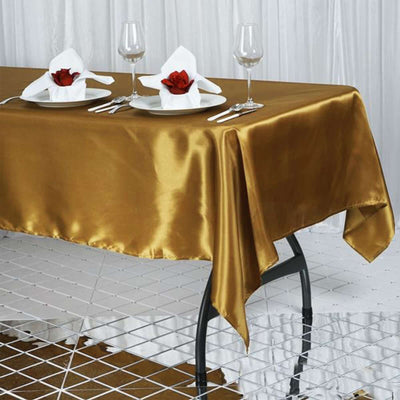 Satin Rectangular Tablecloth 60"x102" Gold - Wrinkle-Resistant and Durable Table Cover for Exquisite Weddings & Events