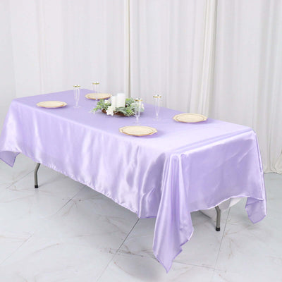Satin Rectangular Tablecloth 60"x102" Lavender Lilac - Wrinkle-Resistant & Durable Table Cover