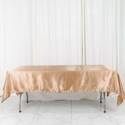 Satin Rectangular Tablecloth 60"x102" Nude - Wrinkle-Resistant & Durable Table Cover