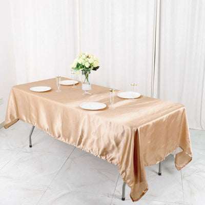 Satin Rectangular Tablecloth 60"x102" Nude - Wrinkle-Resistant & Durable Table Cover