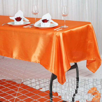 Satin Rectangular Tablecloth 60"x102" Orange - Wrinkle-Resistant & Durable Table Cover