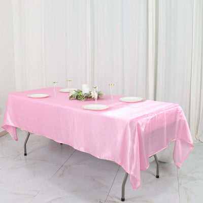 Satin Rectangular Tablecloth 60"x102" Pink - Wrinkle-Resistant & Durable Table Cover