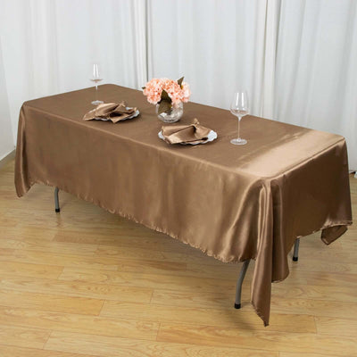 Satin Rectangular Tablecloth 60"x102" Taupe - Wrinkle-Resistant & Durable Table Cover