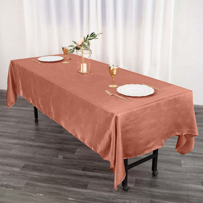 Satin Rectangular Tablecloth 60"x102" Terracotta (Rust) - Wrinkle-Resistant & Durable Table Cover