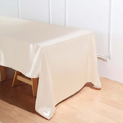 Satin Rectangular Tablecloth 60"x126" Beige - Wrinkle-Resistant & Durable Table Cover