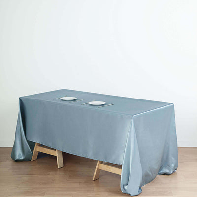 Satin Rectangular Tablecloth 60"x126" Dusty Blue - Wrinkle-Resistant & Durable Table Cover