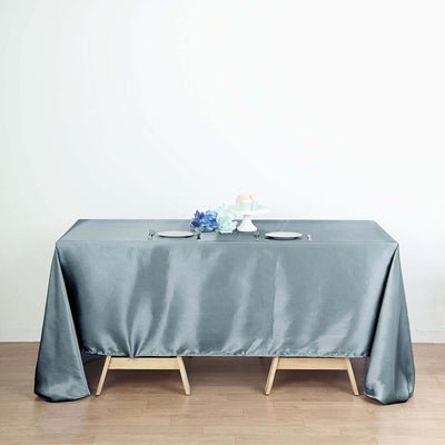 Satin Rectangular Tablecloth 60"x126" Dusty Blue - Wrinkle-Resistant & Durable Table Cover