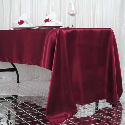 Satin Rectangular Tablecloth 60"x126" Burgundy - Wrinkle-Resistant & Durable Table Cover
