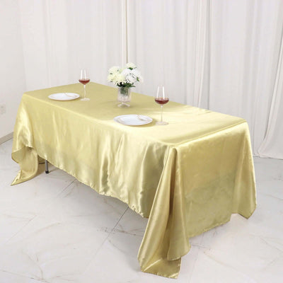 Satin Rectangular Tablecloth 60"x126" Champagne - Wrinkle-Resistant & Durable Table Cover