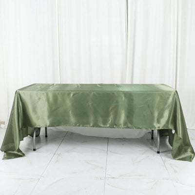 Satin Rectangular Tablecloth 60"x126" Dusty Sage Green - Wrinkle-Resistant & Durable Table Cover