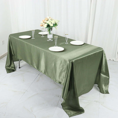 Satin Rectangular Tablecloth 60"x126" Dusty Sage Green - Wrinkle-Resistant & Durable Table Cover