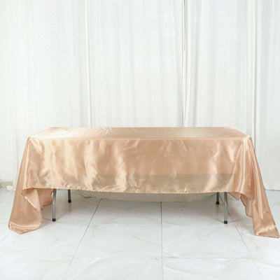 Satin Rectangular Tablecloth 60"x126" Nude - Wrinkle-Resistant & Durable Table Cover