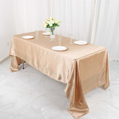 Satin Rectangular Tablecloth 60"x126" Nude - Wrinkle-Resistant & Durable Table Cover