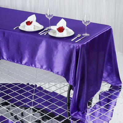 Satin Rectangular Tablecloth 60"x126" Purple - Wrinkle-Resistant & Durable Table Cover