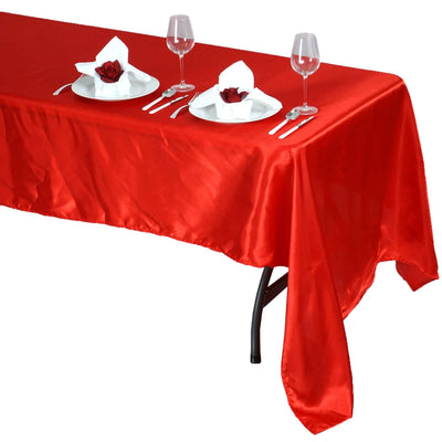 Satin Rectangular Tablecloth 60"x126" Red - Wrinkle-Resistant & Durable Table Cover