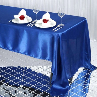 Satin Rectangular Tablecloth 60"x126" Royal Blue - Wrinkle-Resistant & Durable Table Cover
