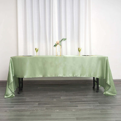 Satin Rectangular Tablecloth 60"x126" Sage Green - Wrinkle-Resistant & Durable Table Cover