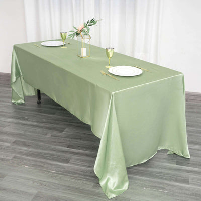 Satin Rectangular Tablecloth 60"x126" Sage Green - Wrinkle-Resistant & Durable Table Cover