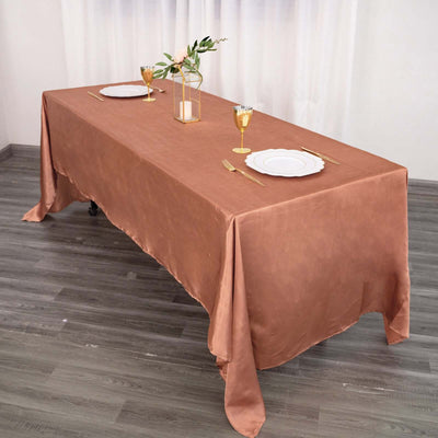 Satin Rectangular Tablecloth 60"x126" Terracotta (Rust) - Wrinkle-Resistant & Durable Table Cover