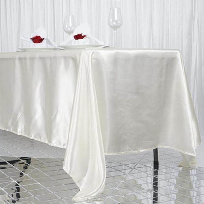 Satin Rectangular Tablecloth 72"x120" Ivory - Silky Smooth Table Covers