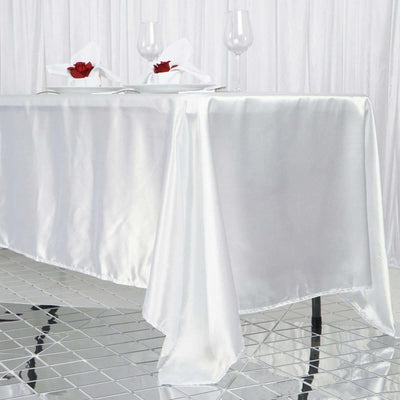 Satin Rectangular Tablecloth 72"x120" White - Graceful Silky Smooth Table Covers for Weddings & Events