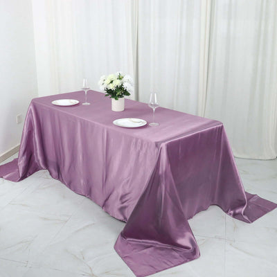 Satin Rectangular Tablecloth 90"x132" Violet Amethyst - Seamless Table Cover