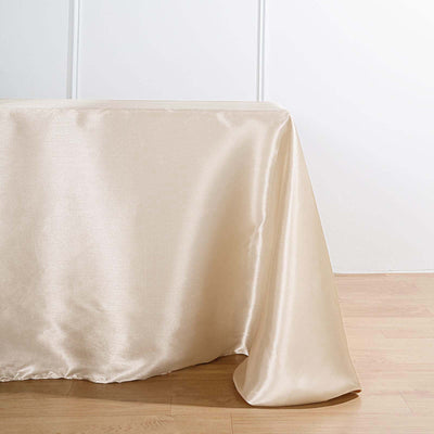 Satin Rectangular Tablecloth 90"x132" Beige - Seamless Table Cover