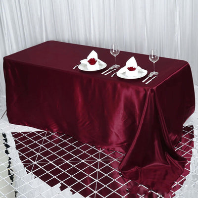 Satin Rectangular Tablecloth 90"x132" Burgundy - Seamless Table Cover