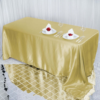 Satin Rectangular Tablecloth 90"x132" Champagne - Seamless Table Cover