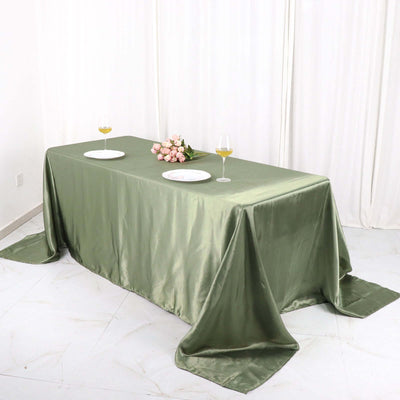 Satin Rectangular Tablecloth 90"x132" Dusty Sage Green - Seamless Table Cover
