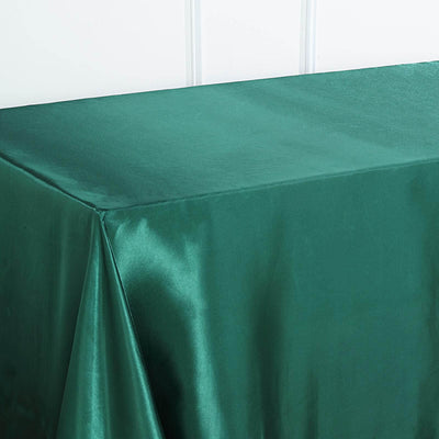 Satin Rectangular Tablecloth 90"x132" Hunter Emerald Green - Seamless Table Cover