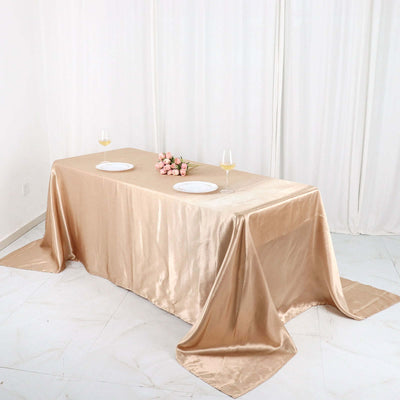 Satin Rectangular Tablecloth 90"x132" Nude - Seamless Table Cover
