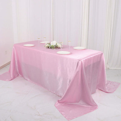 Satin Rectangular Tablecloth 90"x132" Pink - Seamless Table Cover