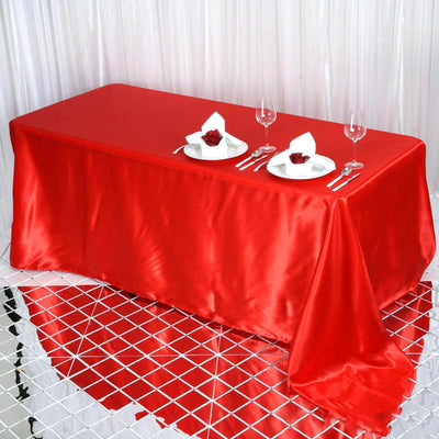 Satin Rectangular Tablecloth 90"x132" Red - Seamless Table Cover