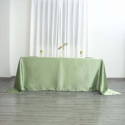Satin Rectangular Tablecloth 90"x132" Sage Green - Seamless Table Cover