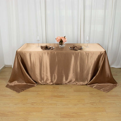 Satin Rectangular Tablecloth 90"x132" Taupe - Seamless Table Cover