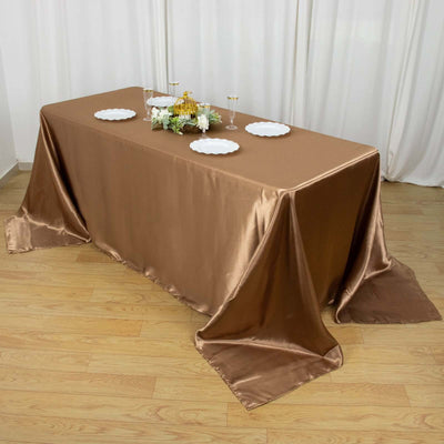Satin Rectangular Tablecloth 90"x132" Taupe - Seamless Table Cover