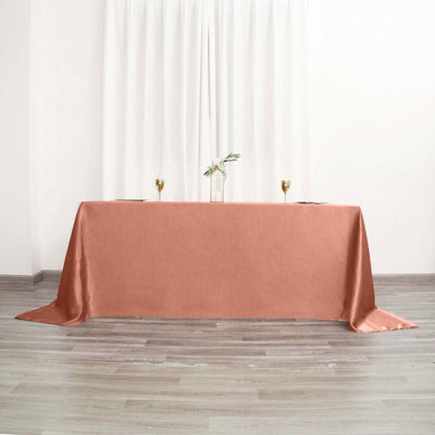 Satin Rectangular Tablecloth 90"x132" Terracotta (Rust) - Seamless Table Cover