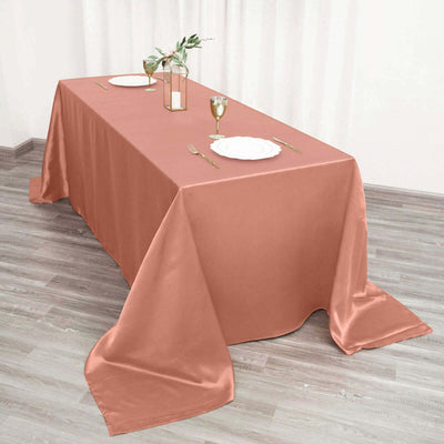 Satin Rectangular Tablecloth 90"x132" Terracotta (Rust) - Seamless Table Cover