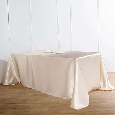 Satin Rectangular Tablecloth 90"x156" Beige - Seamless Table Cover