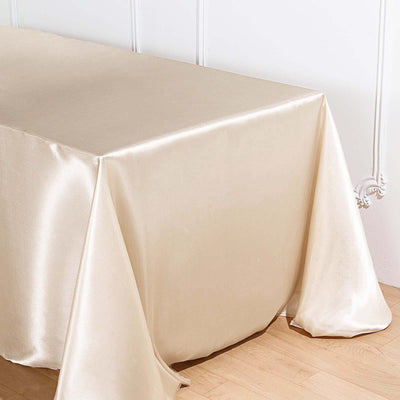 Satin Rectangular Tablecloth 90"x156" Beige - Seamless Table Cover