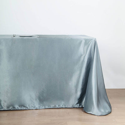 Satin Rectangular Tablecloth 90"x156" Dusty Blue - Seamless Table Cover