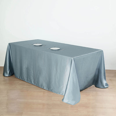 Satin Rectangular Tablecloth 90"x156" Dusty Blue - Seamless Table Cover