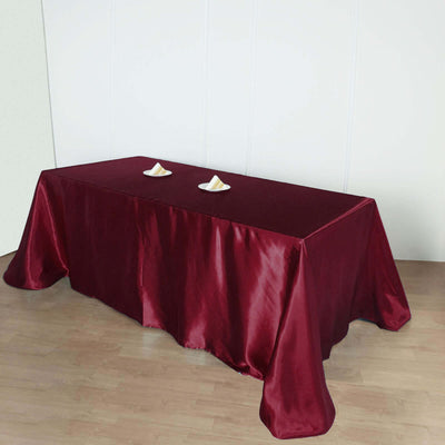 Satin Rectangular Tablecloth 90"x156" Burgundy - Seamless Table Cover
