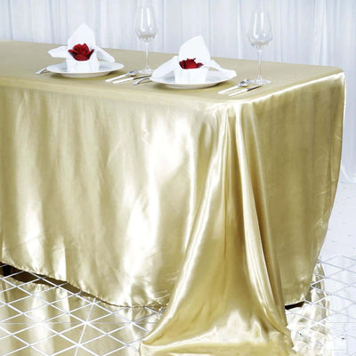 Satin Rectangular Tablecloth 90"x156" Champagne - Seamless Table Cover