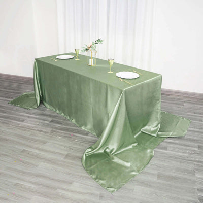 Satin Rectangular Tablecloth 90"x156" Sage Green - Seamless Table Cover