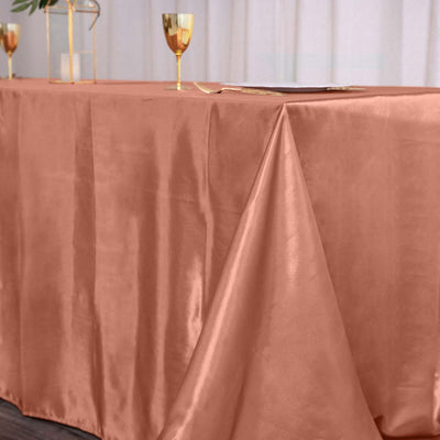 Satin Rectangular Tablecloth 90"x156" Terracotta (Rust) - Seamless Table Cover