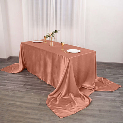 Satin Rectangular Tablecloth 90"x156" Terracotta (Rust) - Seamless Table Cover