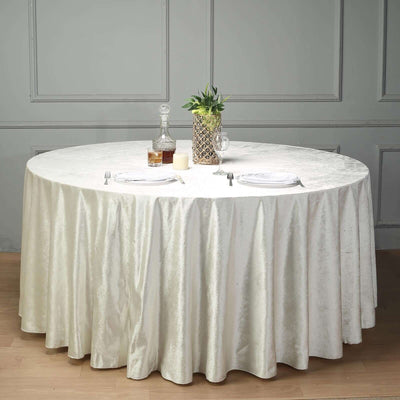 Premium Velvet Round Tablecloth 120" Ivory - Seamless Soft & Reusable Table Cover