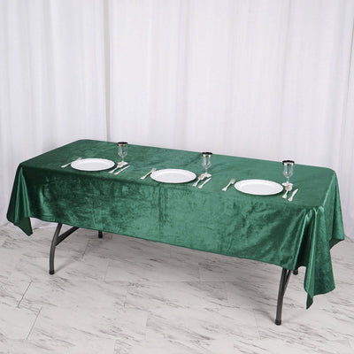 Premium Velvet Rectangle Tablecloth 60"x102" Hunter Emerald Green - Soft Textured Feel Reusable Table Cover